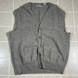 Men's VTG North Winds Lambswool Knit Cardigan Vest SZ XL Grey Pockets